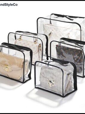 5 Pack Clear Dust Bags for Handbags Purse Storage Organizer